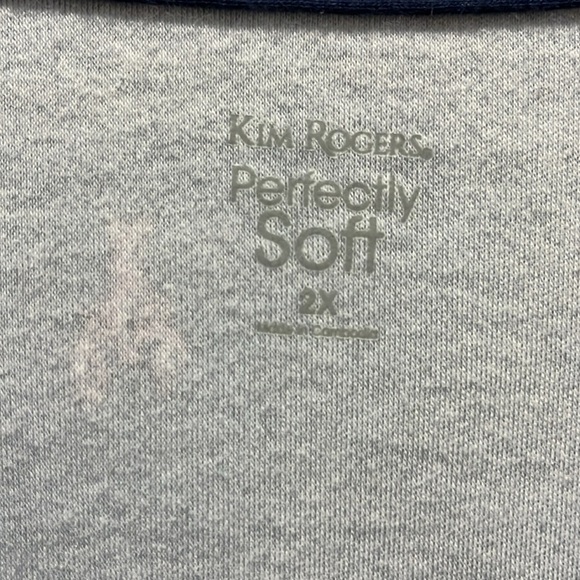 Kim Rogers Perfectly Soft Women’s Navy Polo Shirt with Red Lobster Print Sz 2X - Picture 3 of 10